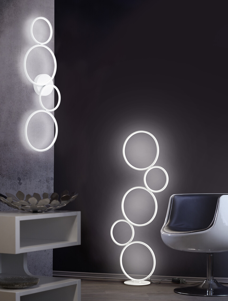 Lampadar Rondo, TRIO, 47x20x115 cm, 36W, 1x SMD, metal, alb mat - imagine 5
